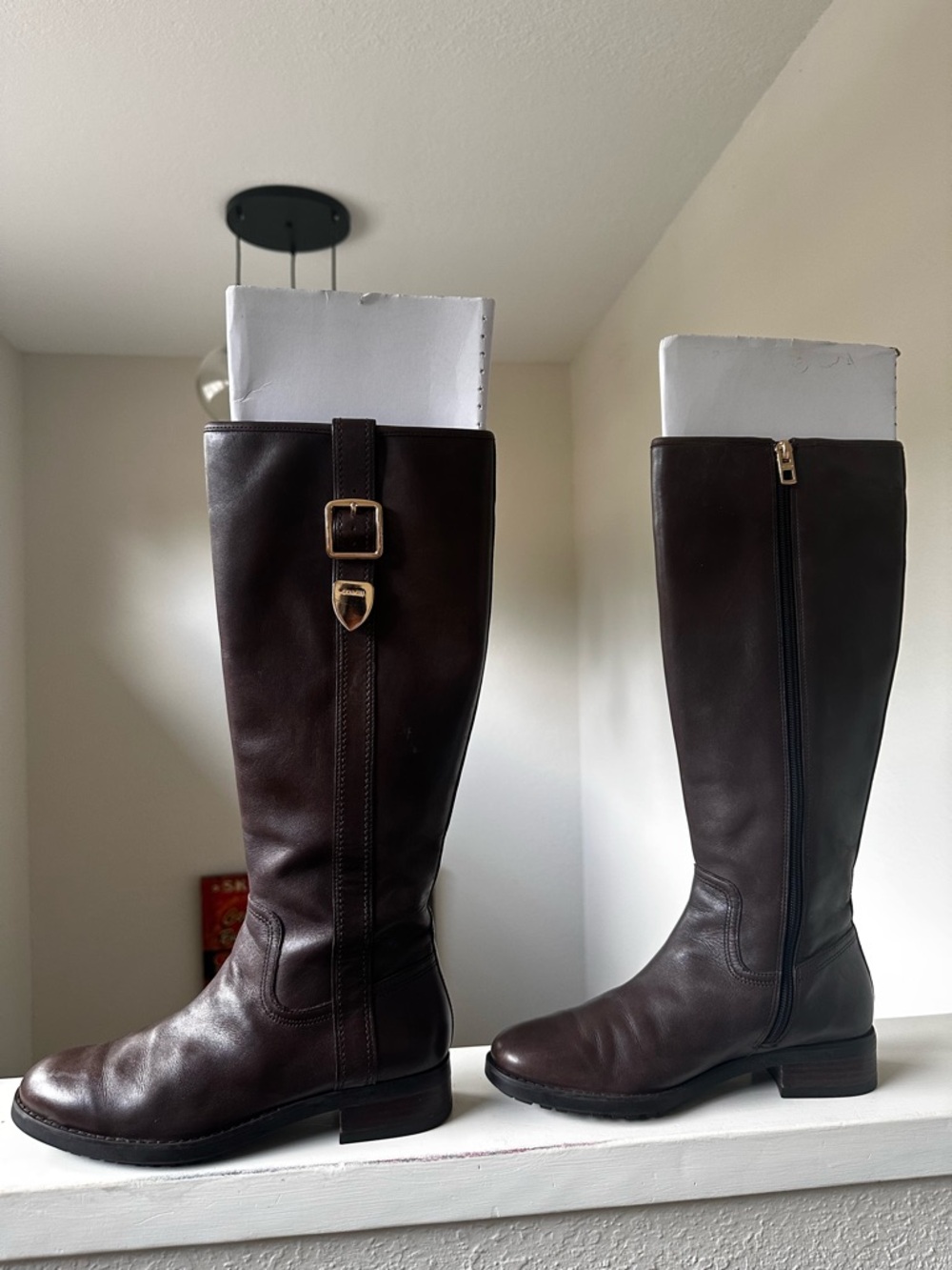 Coach Easton Tall Riding Boots chestnut / dark brown size 6.5
